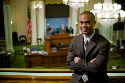 Student inside California State Capitol above the Assembly floor Student inside California State Capitol above the Assembly floor