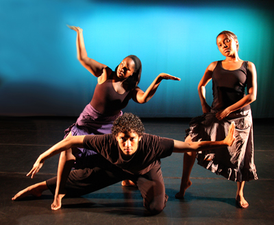 Three dancers performing Three dancers performing