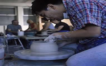 Art students doing ceramics