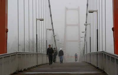 Guy West Bridge in the fog